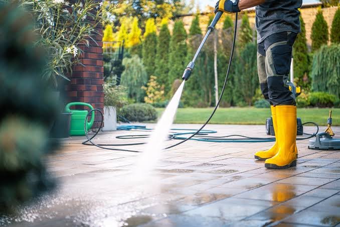 Professional pressure washing with hydro jet equipment for a residential property in Oxnard California